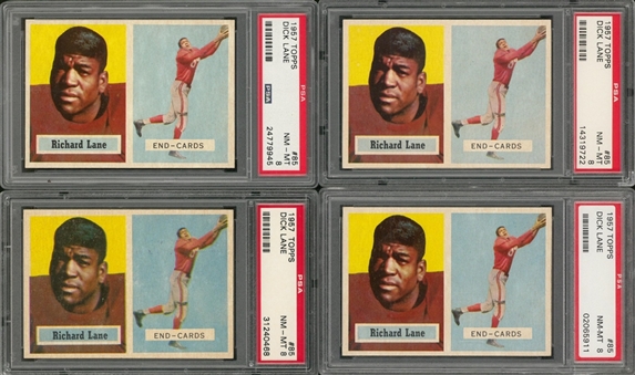 1957 Topps Football #85 Dick Lane Rookie Card PSA NM-MT 8 Collection (4) 